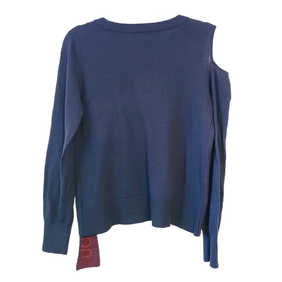 INC International Concepts | Women's Navy Cold Shoulder Sweater (Size Medium) - Picture 14 of 15